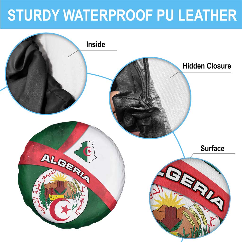 Algeria Spare Tire Cover with National Emblem and Map Design