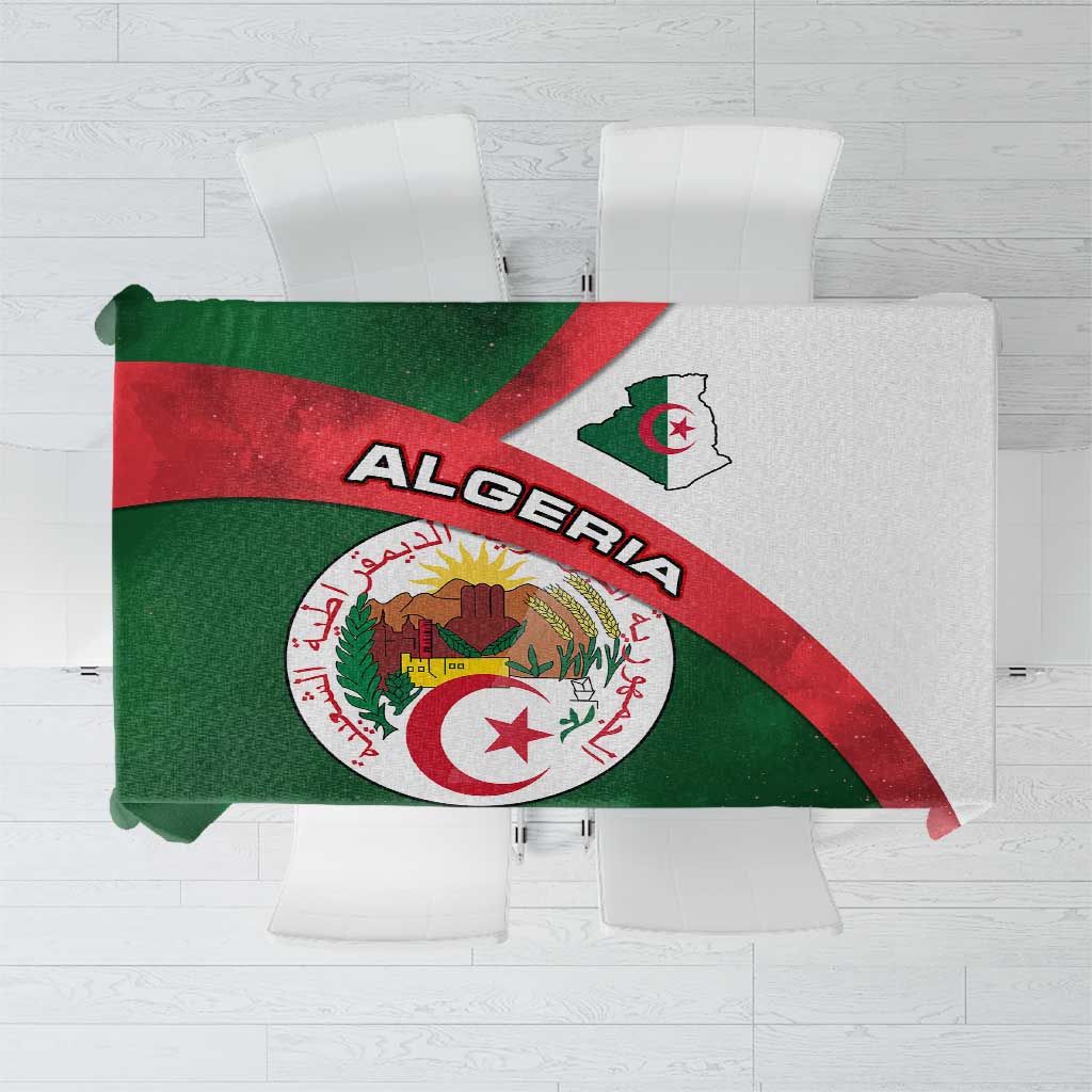 Algeria Tablecloth with National Emblem and Map Design