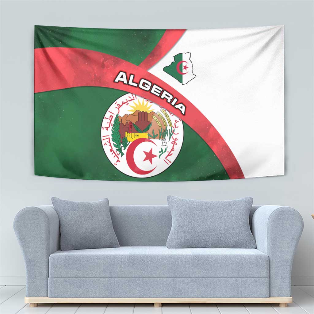 Algeria Tapestry with National Emblem and Map Design