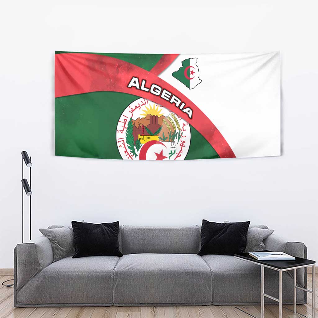 Algeria Tapestry with National Emblem and Map Design