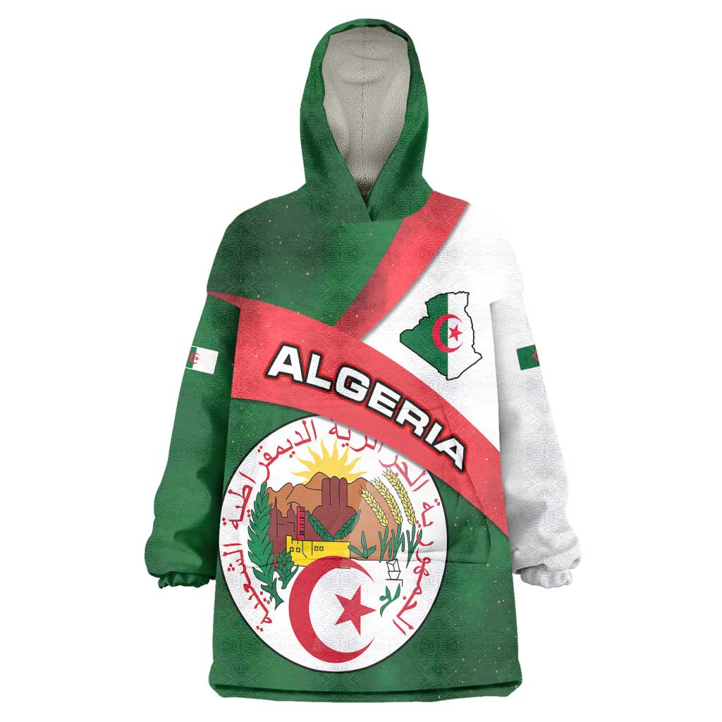 Algeria Wearable Blanket Hoodie with National Emblem and Map Design