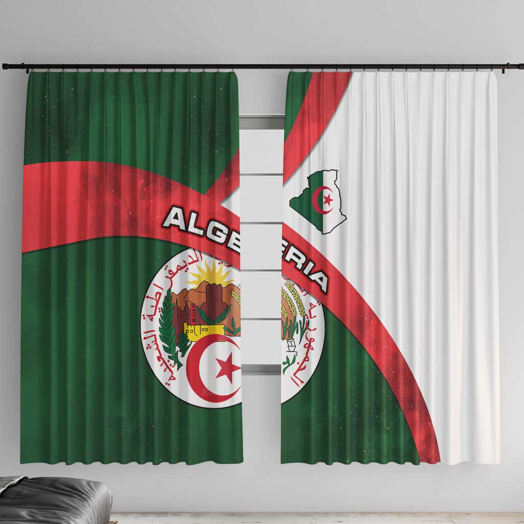 Algeria Window Curtain with National Emblem and Map Design