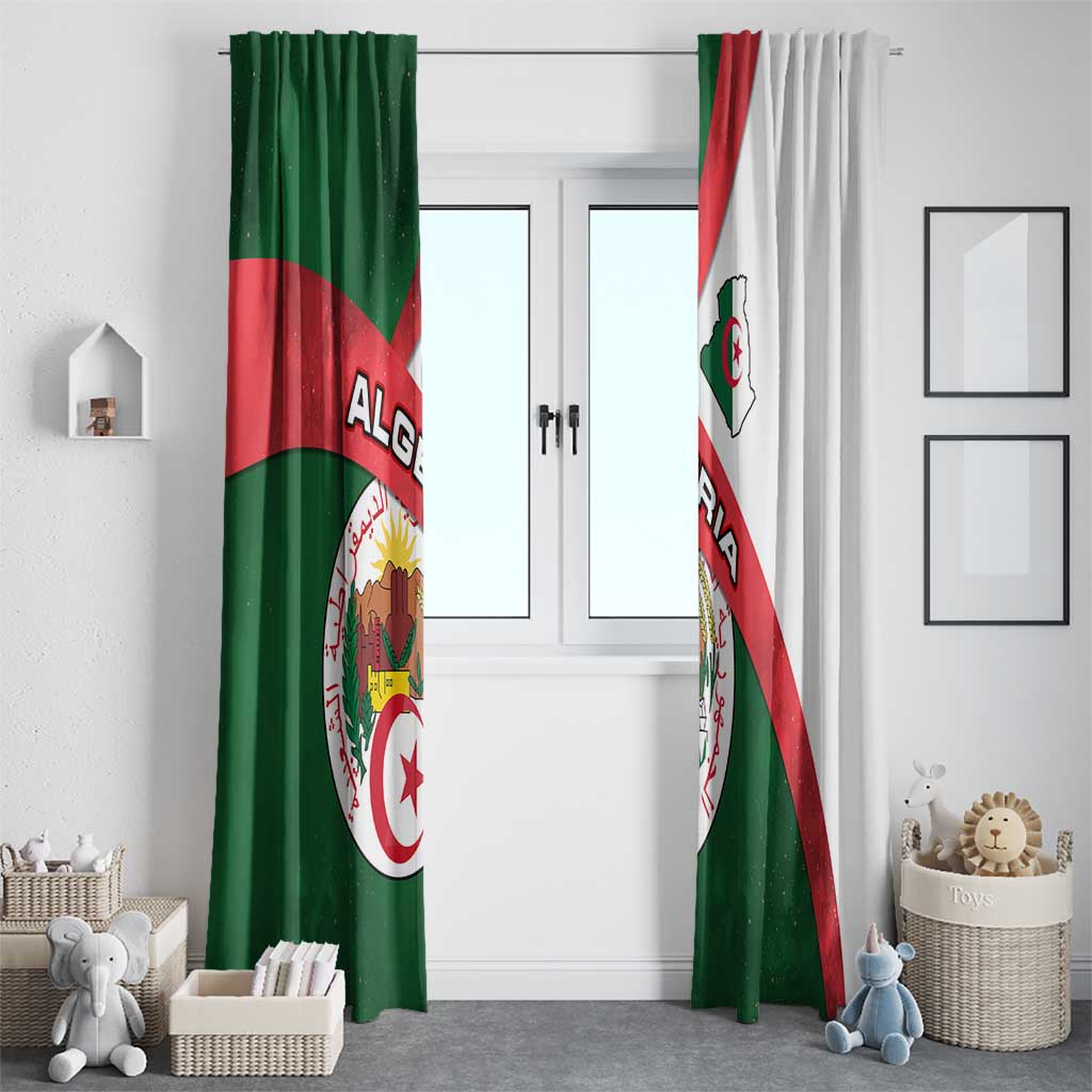 Algeria Window Curtain with National Emblem and Map Design