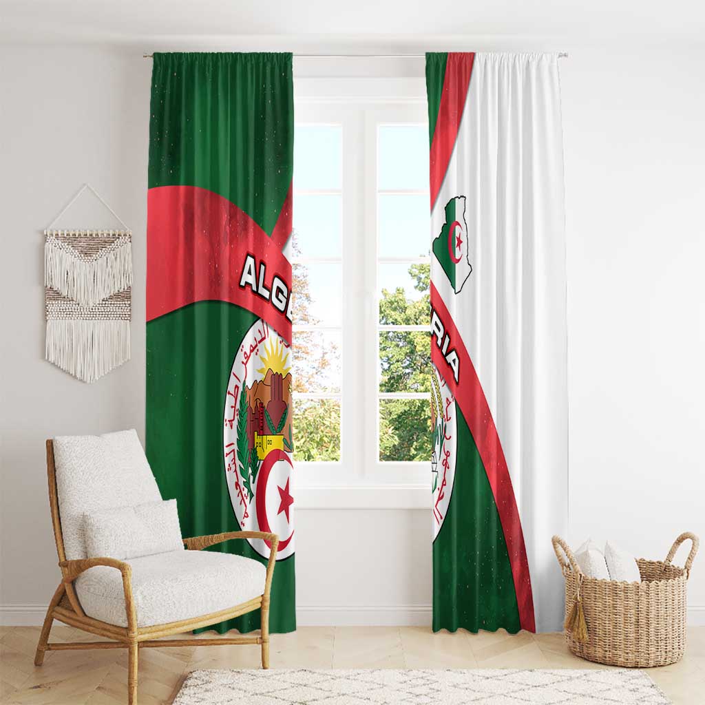 Algeria Window Curtain with National Emblem and Map Design