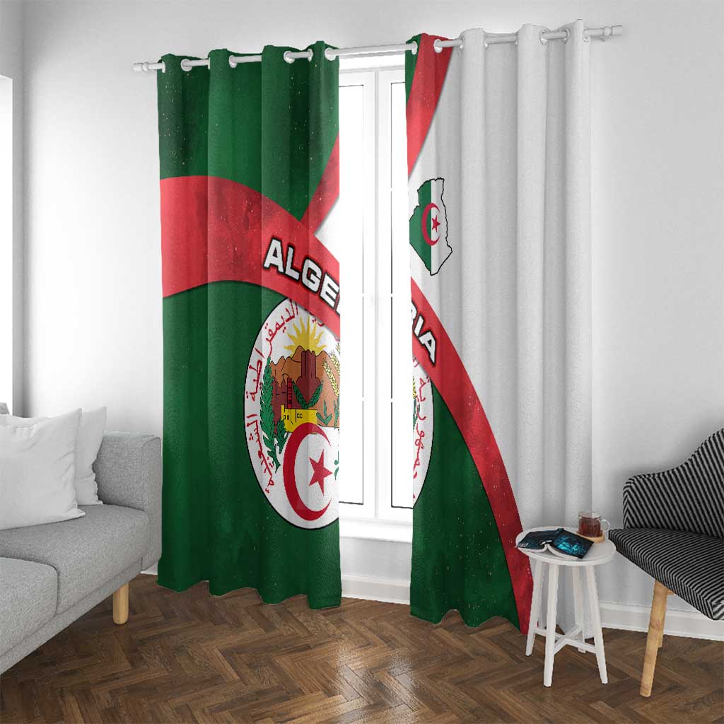 Algeria Window Curtain with National Emblem and Map Design