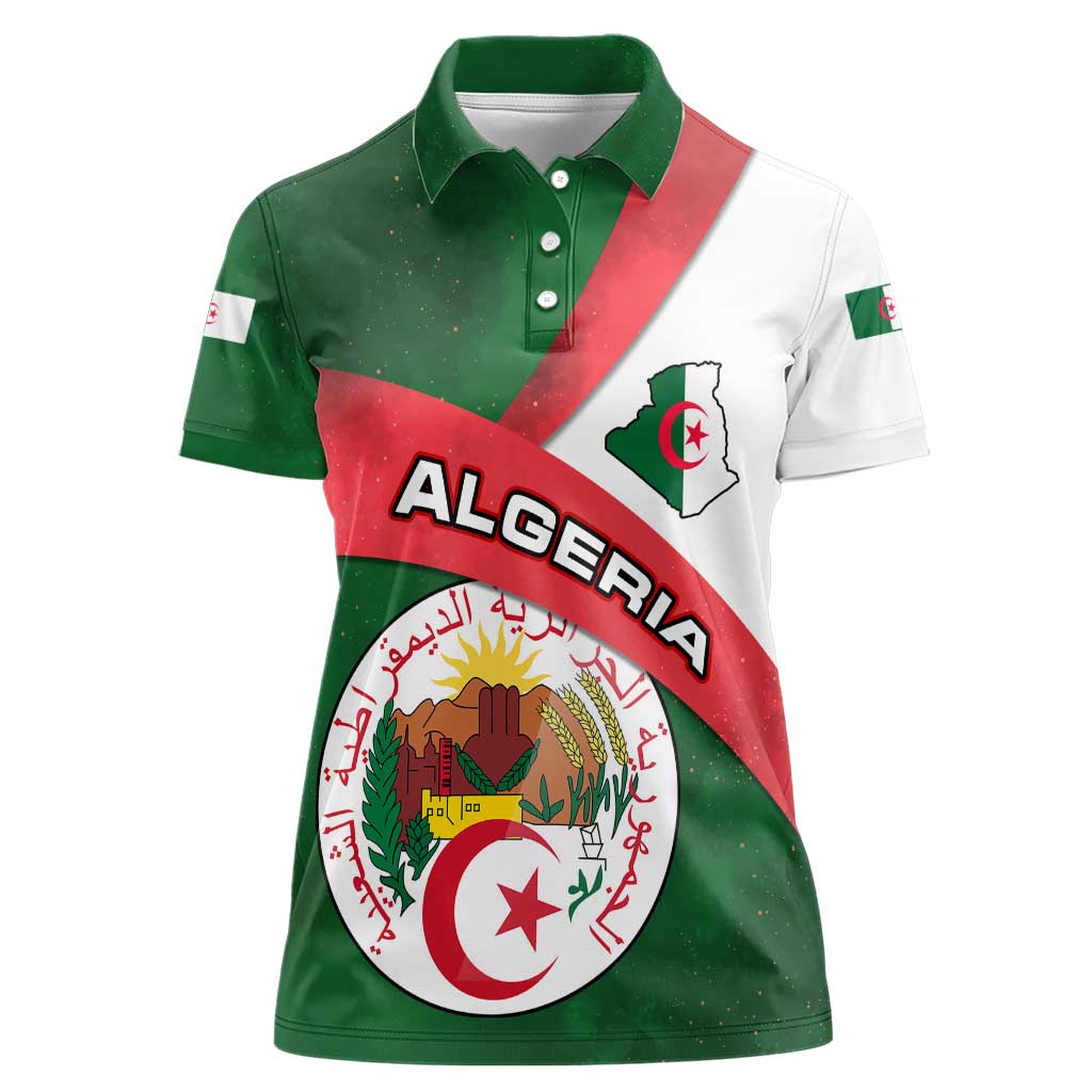 Algeria Women Polo Shirt with National Emblem and Map Design