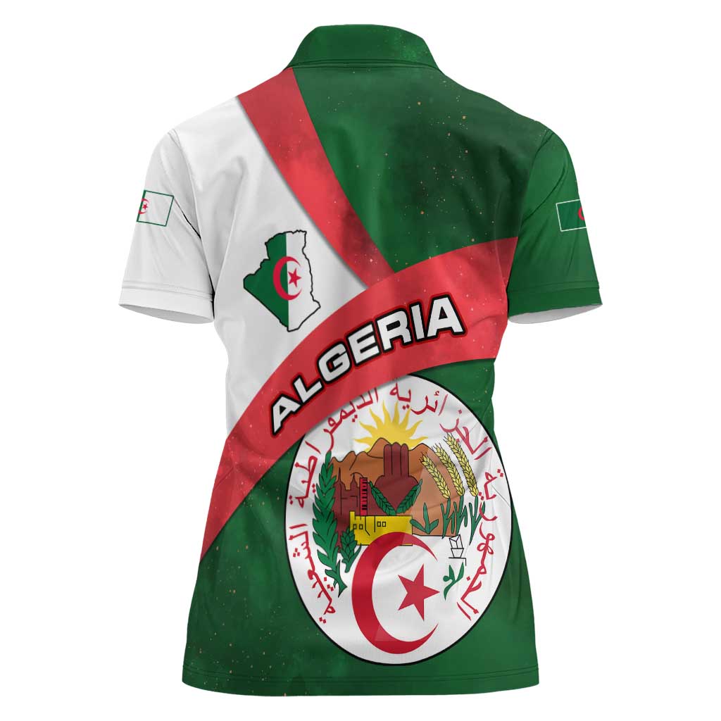 Algeria Women Polo Shirt with National Emblem and Map Design