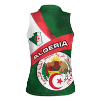 Algeria Women Sleeveless Polo Shirt with National Emblem and Map Design