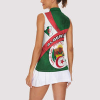 Algeria Women Sleeveless Polo Shirt with National Emblem and Map Design