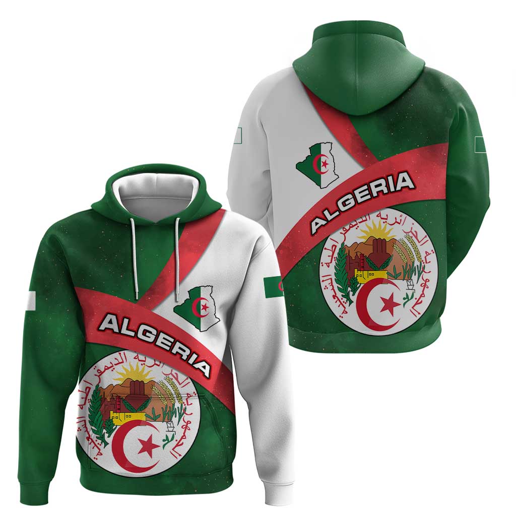 Algeria Zip Hoodie with National Emblem and Map Design