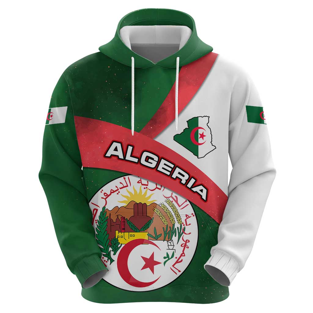 Algeria Zip Hoodie with National Emblem and Map Design