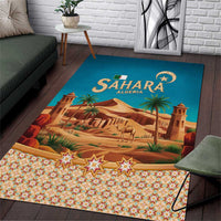 Sahara Algeria Area Rug with Desert Camel Landscape and Islamic Motif Design