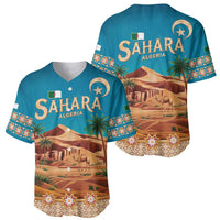 Sahara Algeria Baseball Jersey with Desert Camel Landscape and Islamic Motif Design