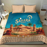 Sahara Algeria Bedding Set with Desert Camel Landscape and Islamic Motif Design