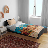 Sahara Algeria Bedding Set with Desert Camel Landscape and Islamic Motif Design