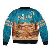 Sahara Algeria Bomber Jacket with Desert Camel Landscape and Islamic Motif Design