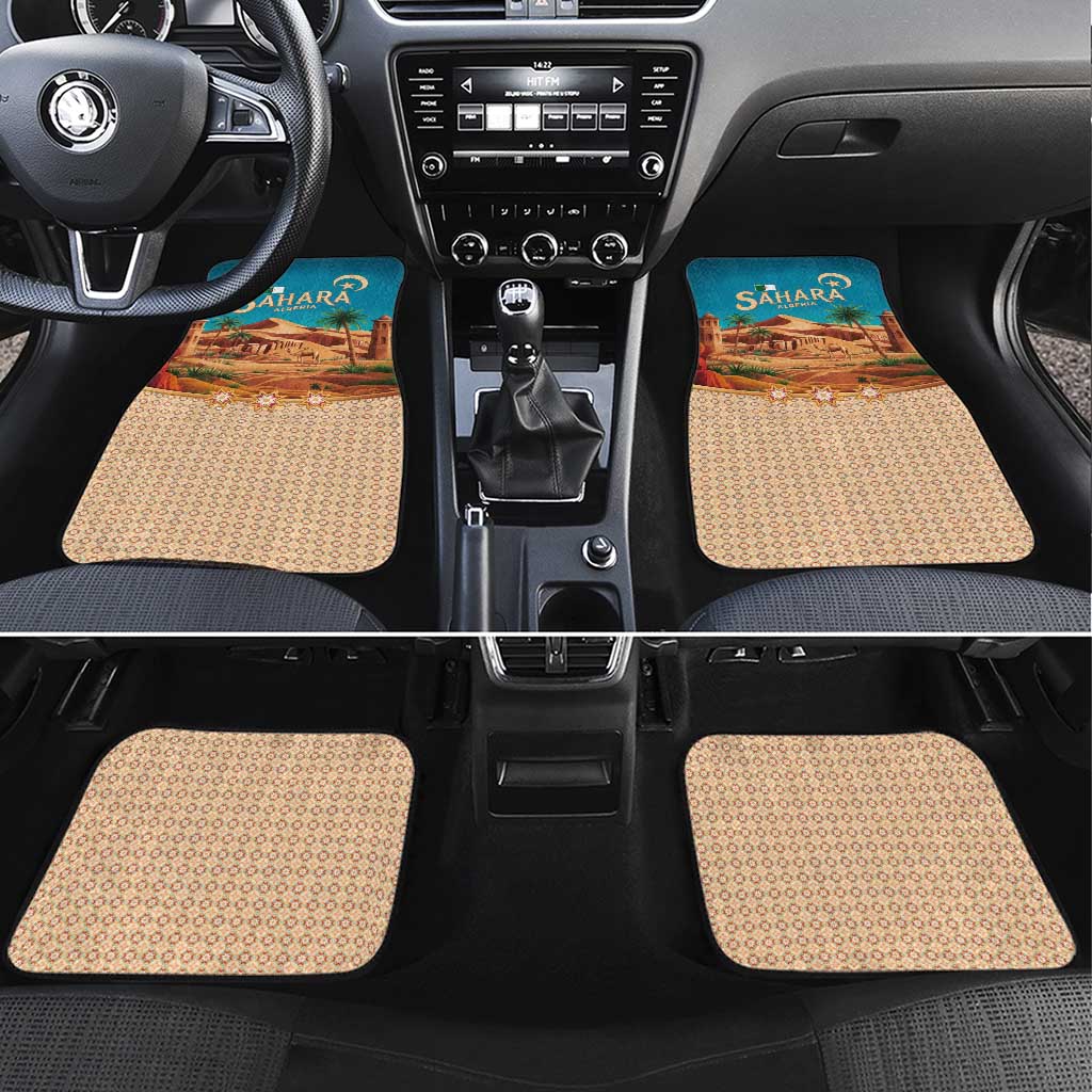 Sahara Algeria Car Mats with Desert Camel Landscape and Islamic Motif Design