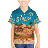 Sahara Algeria Family Matching Mermaid Dress and Hawaiian Shirt with Desert Camel Landscape and Islamic Motif Design