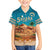 Sahara Algeria Family Matching Off The Shoulder Long Sleeve Dress and Hawaiian Shirt with Desert Camel Landscape and Islamic Motif Design
