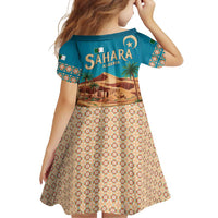 Sahara Algeria Family Matching Off Shoulder Maxi Dress and Hawaiian Shirt with Desert Camel Landscape and Islamic Motif Design