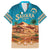 Sahara Algeria Family Matching Short Sleeve Bodycon Dress and Hawaiian Shirt with Desert Camel Landscape and Islamic Motif Design