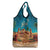 Sahara Algeria Grocery Bag with Desert Camel Landscape and Islamic Motif Design