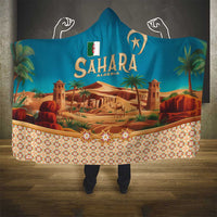Sahara Algeria Hooded Blanket with Desert Camel Landscape and Islamic Motif Design
