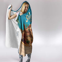 Sahara Algeria Hooded Blanket with Desert Camel Landscape and Islamic Motif Design