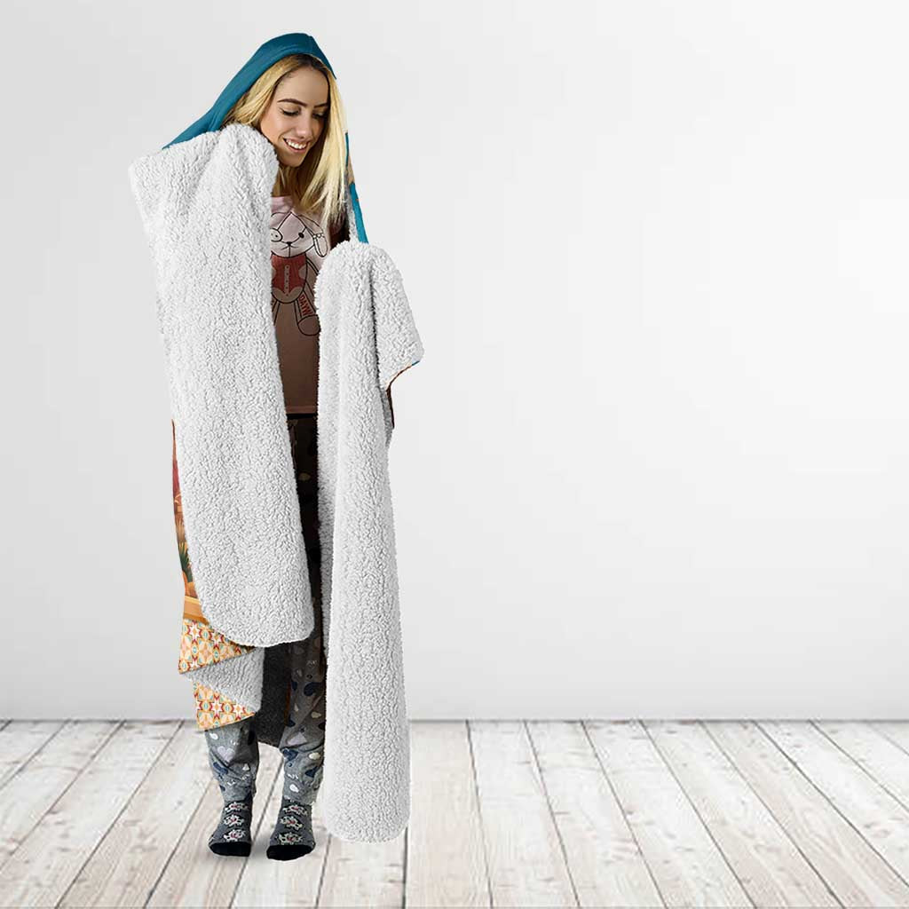 Sahara Algeria Hooded Blanket with Desert Camel Landscape and Islamic Motif Design