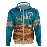 Sahara Algeria Hoodie with Desert Camel Landscape and Islamic Motif Design
