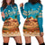 Sahara Algeria Hoodie Dress with Desert Camel Landscape and Islamic Motif Design