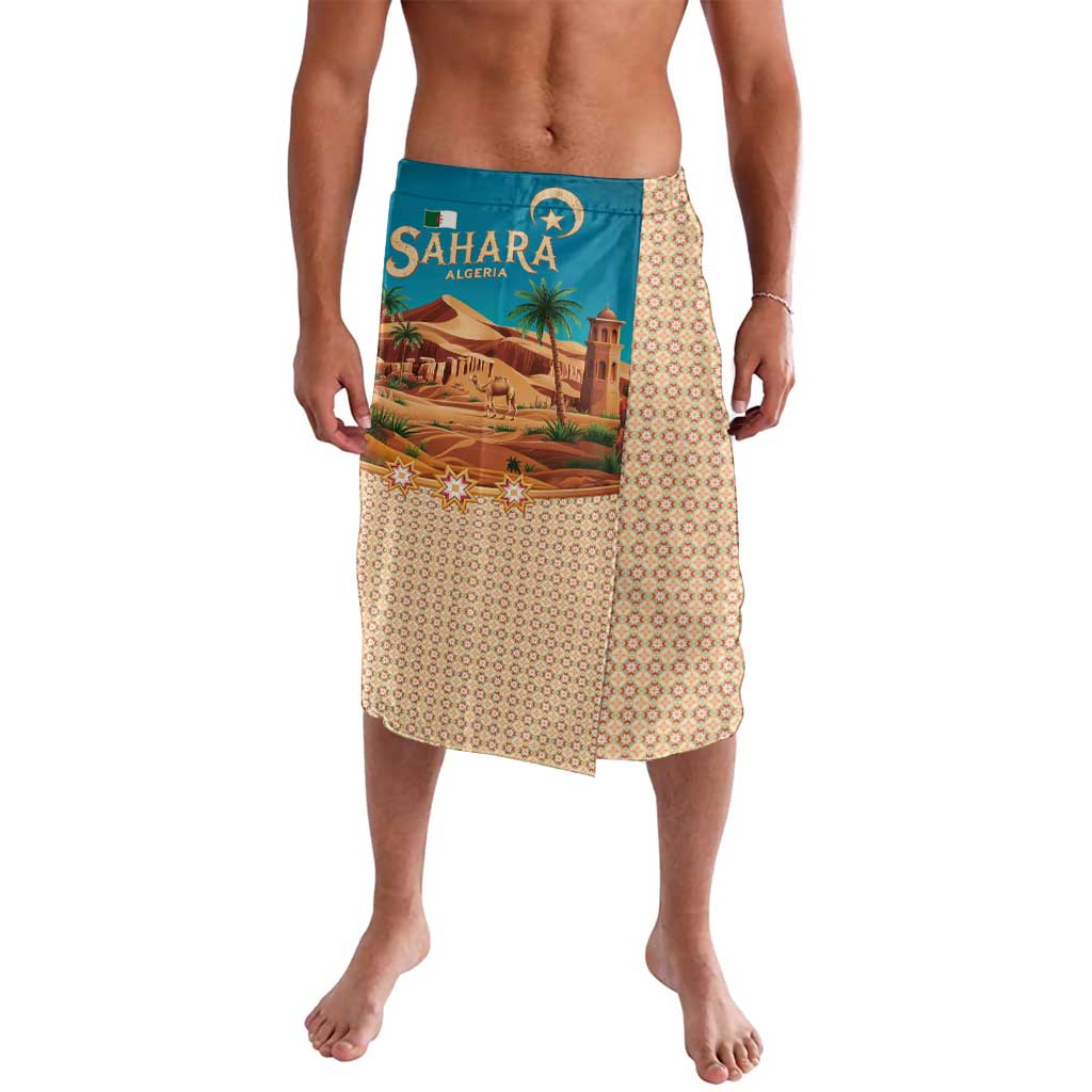 Sahara Algeria Lavalava with Desert Camel Landscape and Islamic Motif Design