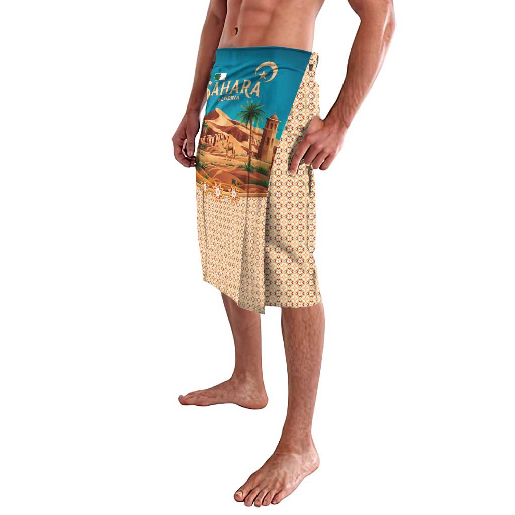 Sahara Algeria Lavalava with Desert Camel Landscape and Islamic Motif Design