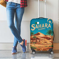 Sahara Algeria Luggage Cover with Desert Camel Landscape and Islamic Motif Design