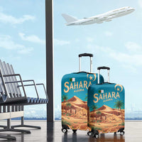 Sahara Algeria Luggage Cover with Desert Camel Landscape and Islamic Motif Design
