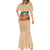 Sahara Algeria Mermaid Dress with Desert Camel Landscape and Islamic Motif Design