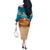 Sahara Algeria Off The Shoulder Long Sleeve Dress with Desert Camel Landscape and Islamic Motif Design