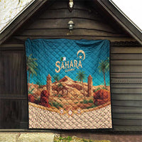 Sahara Algeria Quilt with Desert Camel Landscape and Islamic Motif Design