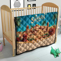 Sahara Algeria Quilt with Desert Camel Landscape and Islamic Motif Design