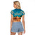 Sahara Algeria Raglan Cropped T Shirt with Desert Camel Landscape and Islamic Motif Design