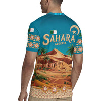 Sahara Algeria Rugby Jersey with Desert Camel Landscape and Islamic Motif Design