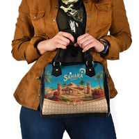 Sahara Algeria Shoulder Handbag with Desert Camel Landscape and Islamic Motif Design
