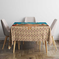 Sahara Algeria Tablecloth with Desert Camel Landscape and Islamic Motif Design