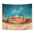 Sahara Algeria Tapestry with Desert Camel Landscape and Islamic Motif Design