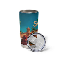 Sahara Algeria Tumbler Cup with Desert Camel Landscape and Islamic Motif Design