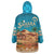 Sahara Algeria Wearable Blanket Hoodie with Desert Camel Landscape and Islamic Motif Design