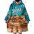 Sahara Algeria Wearable Blanket Hoodie with Desert Camel Landscape and Islamic Motif Design