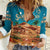 Sahara Algeria Women Casual Shirt with Desert Camel Landscape and Islamic Motif Design