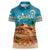 Sahara Algeria Women Polo Shirt with Desert Camel Landscape and Islamic Motif Design