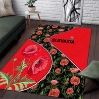 Slovakia Coat of Arms Area Rug with Red Poppy Flowers and Bold Flag Colors Design - Wonder Print Shop
